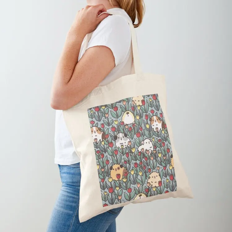 

Teddy Guinea pigs and Flowers Pattern Tote Bag eco pack Women's shopping bag Eco bag woman shopping