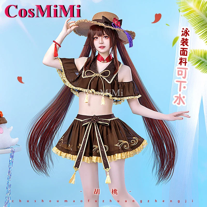 

CosMiMi Hu Tao Cosplay Game Genshin Impact Costume Nifty Lovely Sweet Summer Beach Swimsuit Carnival Party Role Play Clothing