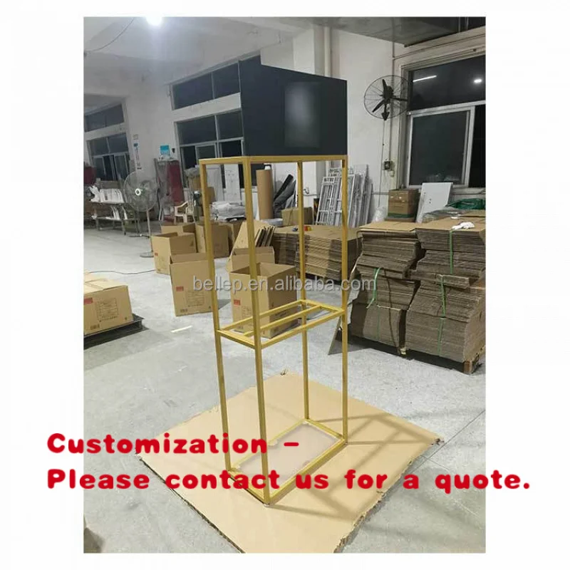 custom.MOQ 1piece Custom Salon Floor Standing Gold Metal Display Rack Wig Shelf Hair Extensions Display Stand