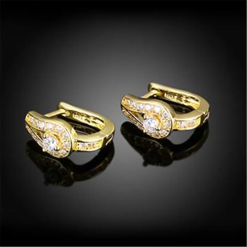 Yellow Color Stud Earrings Round Fashion Jewelry Zircon Rectangle arrings For Women Eh122