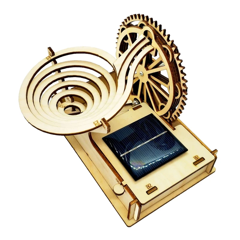 3D 나무 대리석 실행 트랙 태양열 전원 DIY 퍼즐 모델 조립 키트, 기계 기어 빌딩 엔지니어링 완구