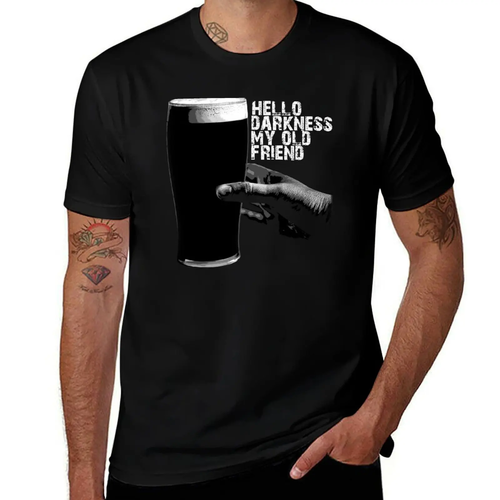 Hello Darkness My Old Friend - Irish Stout T-Shirt Aesthetic clothing kawaii clothes mens plain t shirts