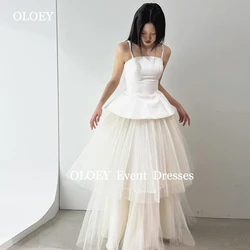 OLOEY Simple 2025 A Line Wedding Dresses Korea Photoshoot Floor Length Layered Bridal Gowns Customized Sleeveless Spaghetti Stra