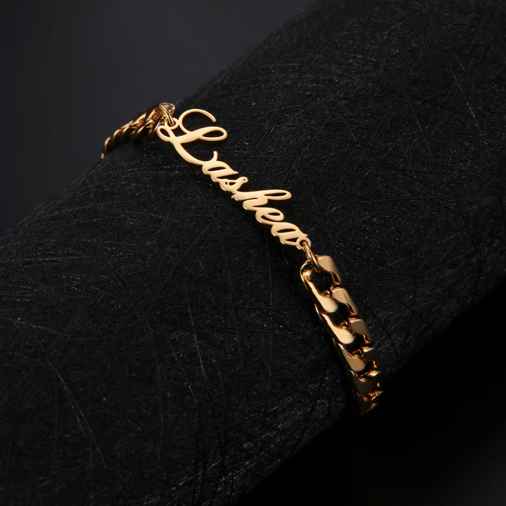 

Cuban Chain Custom Name Bracelet Men Women Personalized Name Bracelets Stainless Steel Jewelry Customized Gifts 2026 New Trend
