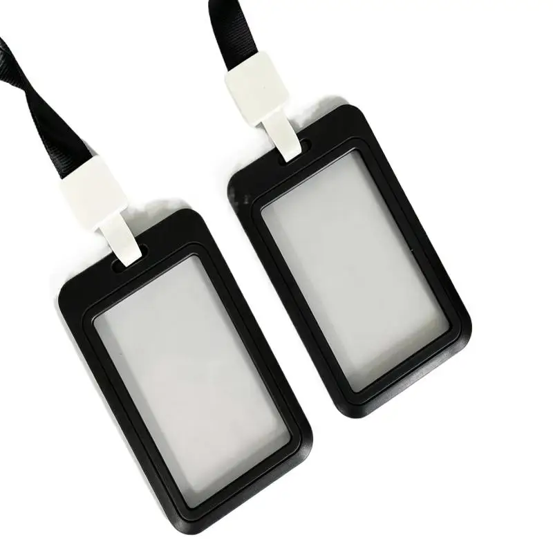 Badge Holder Sliding ID Card Case Black Plastic Hard Protector Scratch Resistant Office Student Work Accessory Durable 5Pcs Gift