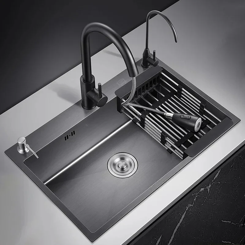 Fregadero de cocina gourmet para el hogar, fregadero Nano de acero inoxidable 304 para muebles de cocina, fregaderos individuales portátiles antibacterianos