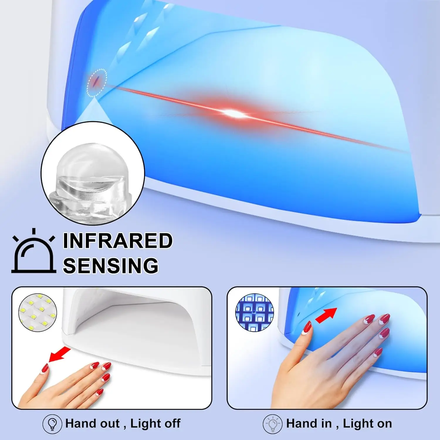 UV LED Nail Lamp Kit with 45PCS Beads, Gloves, Rechargeable for Gel Polish Curing