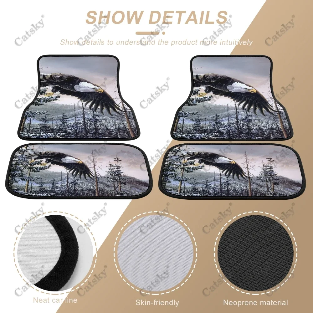 eagle flying animal Car Floor Mats Interior Accessories 4PCS Protection Anti-slip Suitable for Car SUV Pattern Custom Floor Mats