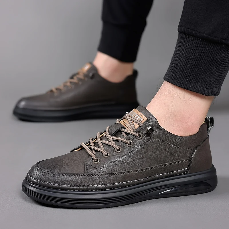 

Luxury Brand Mens Casual Footwear Men Formal Business Leather Shoes High Quality Male Walking Shoes Lace Up Men's Skate Flats