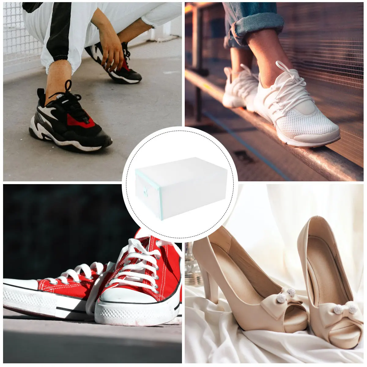 

Thickened Transparent Drawer Style Plastic Shoes Box Large Capacity Stackable Shoe Storage Organizer Portable Easy Assembly