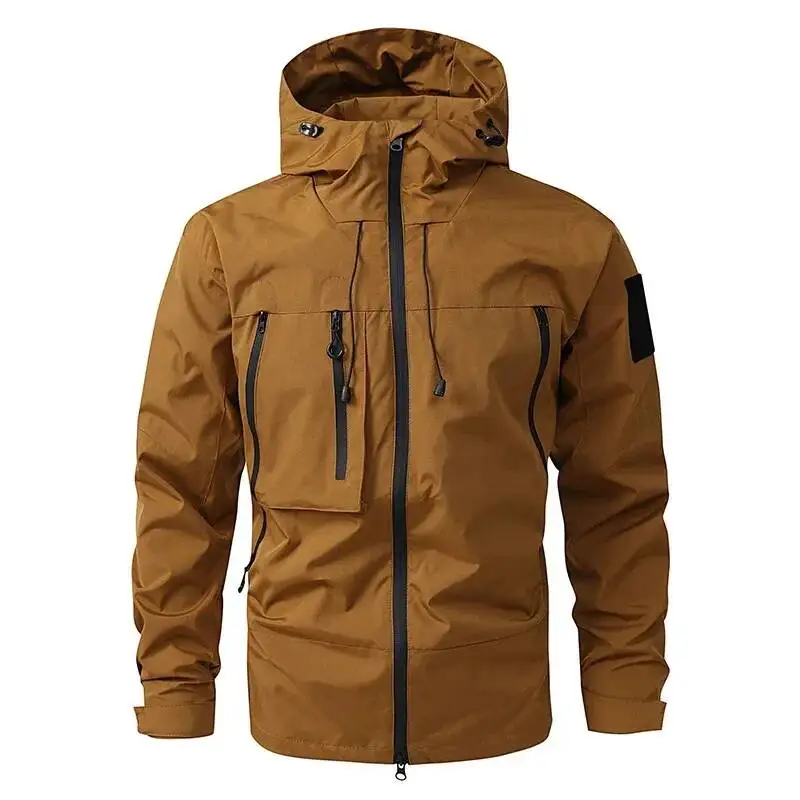 Men's Waterproof Running Jacket Caramel Women Windproof Windbreaker Hiking Camping Cycling Trekking Jogging Jackets