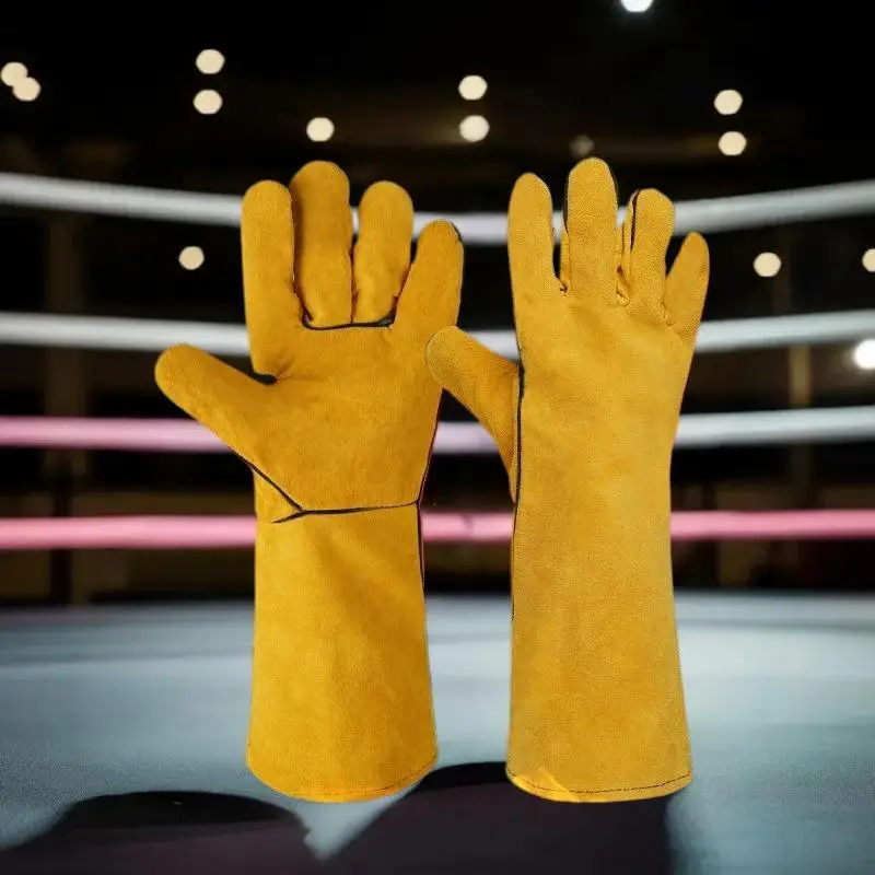 （Summer6）1 Pair 40cm Safety Work Labor Glove Welding Gloves Heat Cut Resistant Insulated Custom Design Welding Leather Gloves