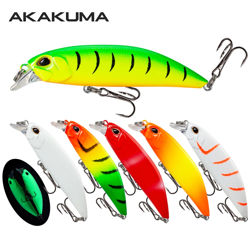 6 Stück 7cm/8g Leuchtende Langsam Sinkende Minnow-Köder mit 3D-Augen, Pencil-Bait zum Werfen, Bass-Swimbait Angelköder mit 2 Drillingshaken