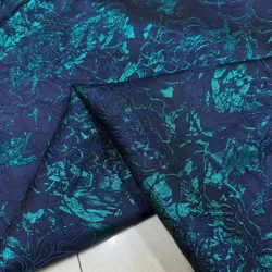 Embossed Jacquard Fabric Brocade Bronzing Metal Green Flower Design Sewing Material Women Dress Garment Wide 140cm Sold By Meter