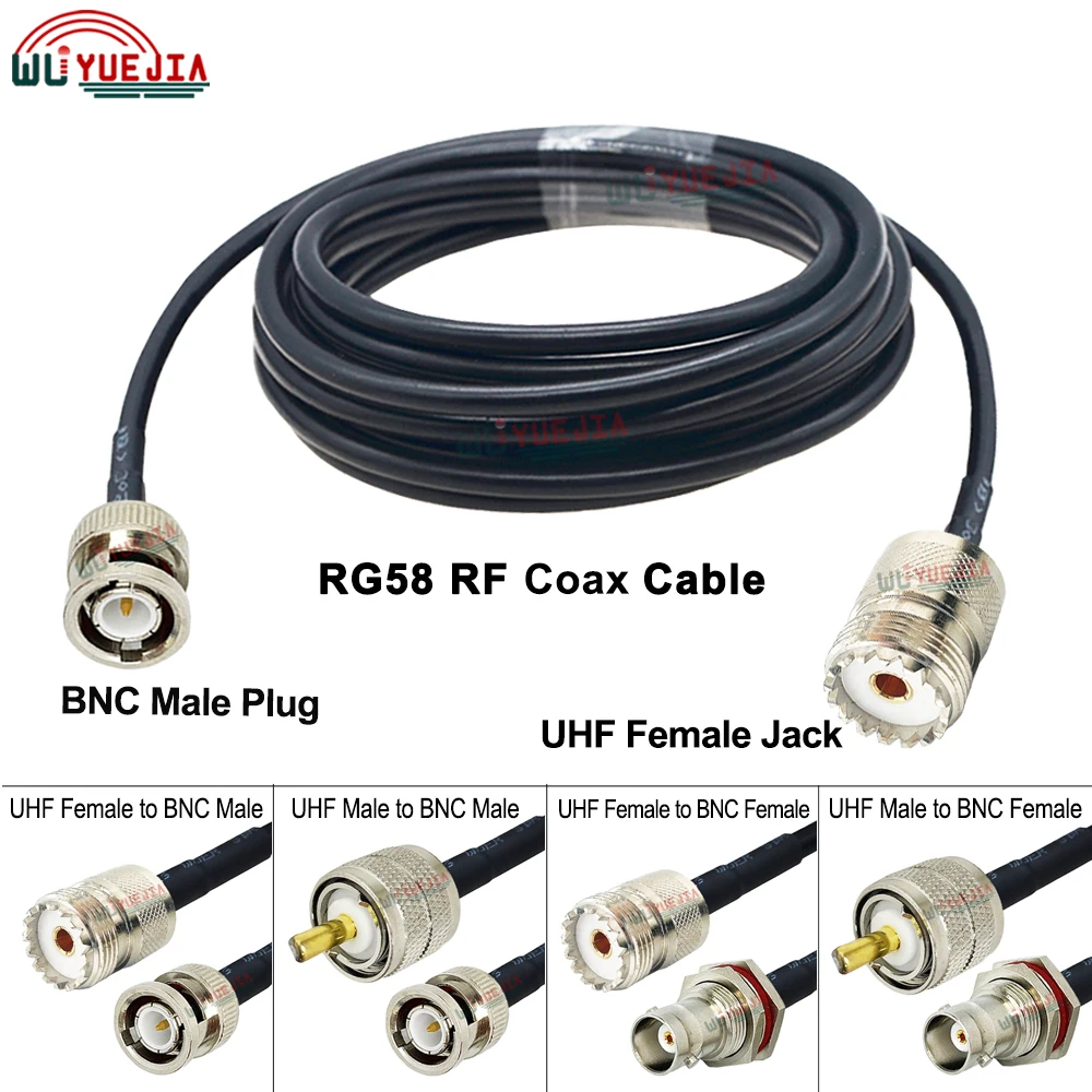 SL16 UHF to Q9 BNC RG-58 Cable Waterproof BNC Female Jack / BNC Male to UHF Male / UHF Female Connector 50ohm RG58 RF Coax Cable