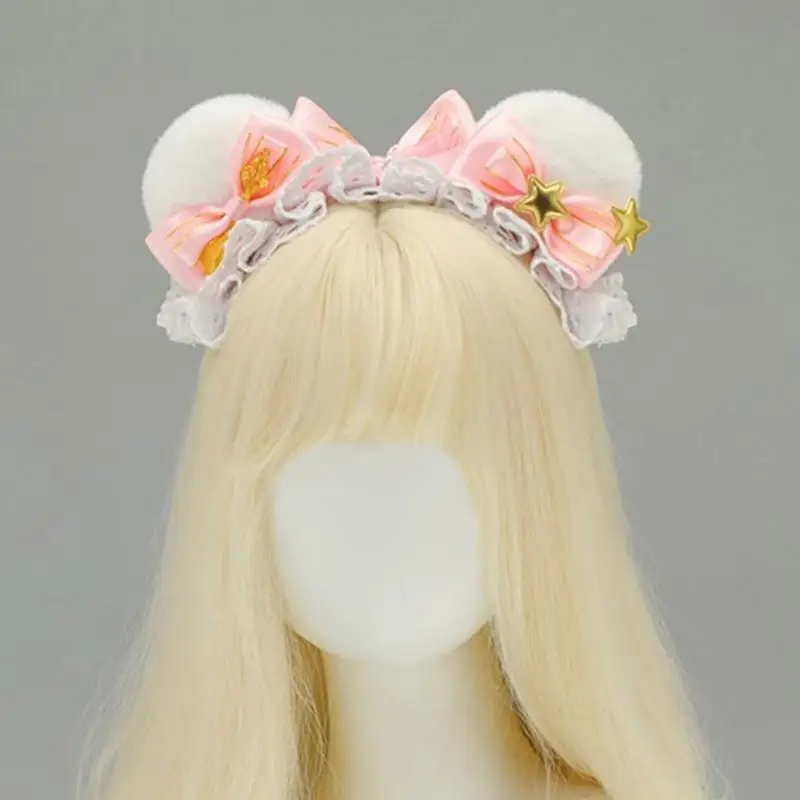 72xe Plüsch Bärenohren Haarband Cartoon Geburtstag Kopfbedeckung Weiches bequemes Stirnbänder für Frauen und Kinder