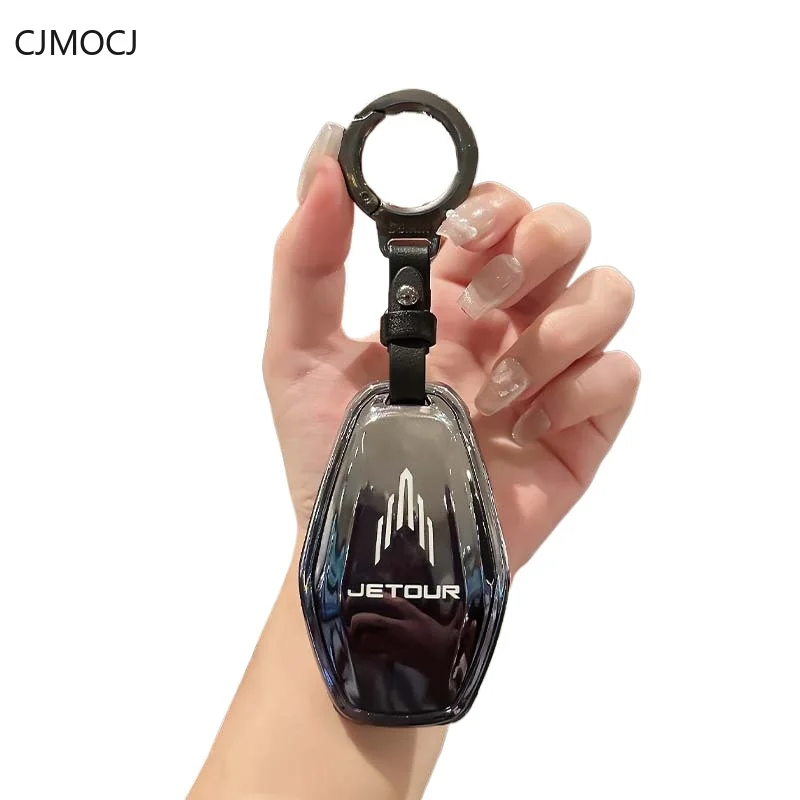 For Jetour X70 Plus X90 Shanhai L9 Key Case Cover Chain 2024, TPU Protective Car Key Fob Shell, Keychain, Jetour Accessories