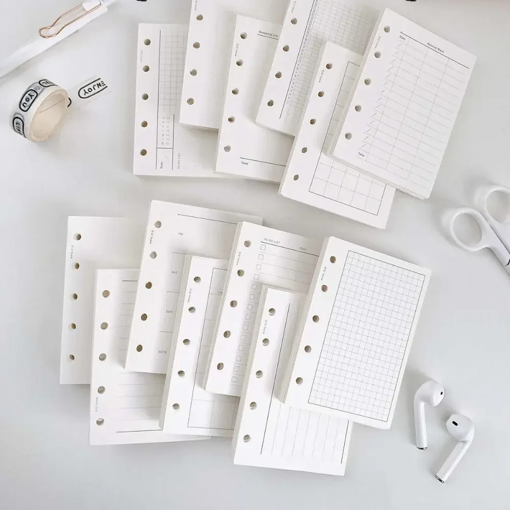 Fashion 5-Hole Refill Spiral Binder Notebook Paper Line Grid Blank Index Inside Page Paper Stationery School Student Writing Pad