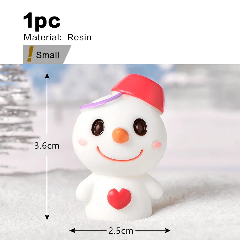 Christmas Miniature Figurine Sant Claus Snowman Cartoon Figures Home Cake Decoration Mini Garden Ornament Festival Gift Resin
