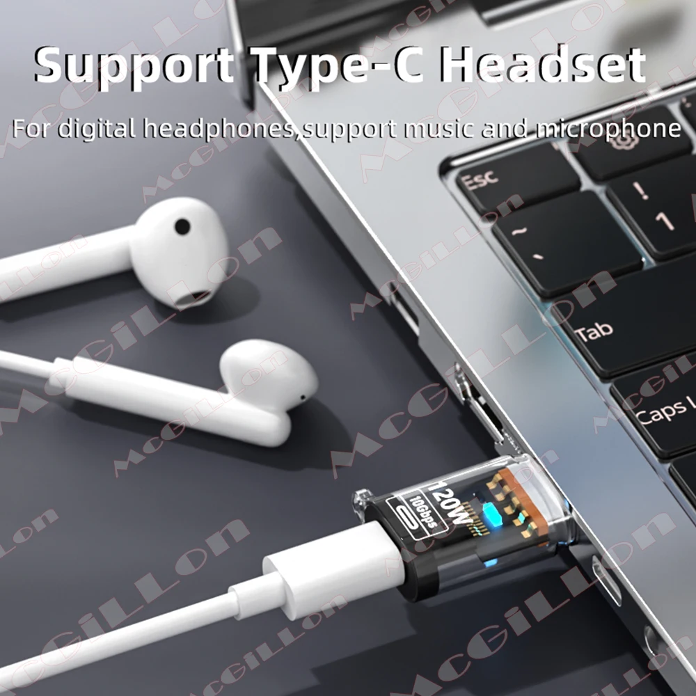 120W 고속 충전 USB 3.2-유형 C 어댑터 OTG 10GB PC 태블릿 용 고속 데이터 오디오 전송 Xiaomi Huawei USB C 변환기