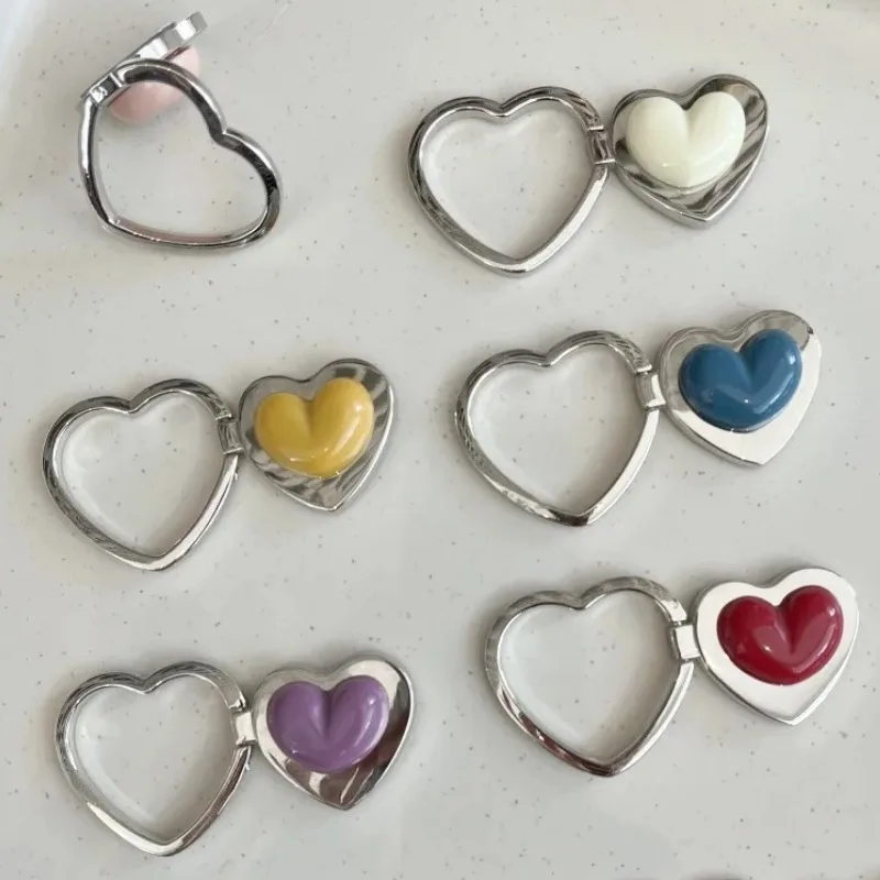 

For iPhone/ Samsung/ Redmi Accessrioes Folded Holder Korean Cute 3D Love Heart Phone Stand Finger Ring Support Bracket Gift