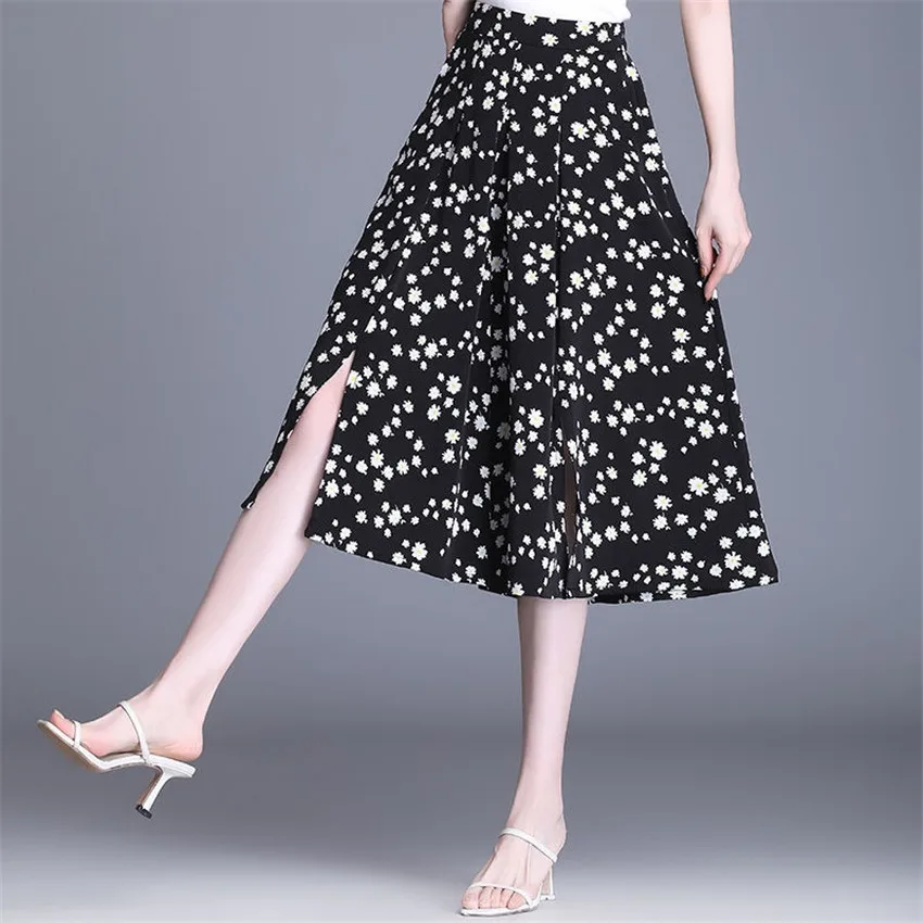 

Gowyimmes 2022 Summer Big Size Women Loose Print Floral Chiffon Shorts Slim Lady High Waist Thin Skirt Shorts Outwear Hot PD1258