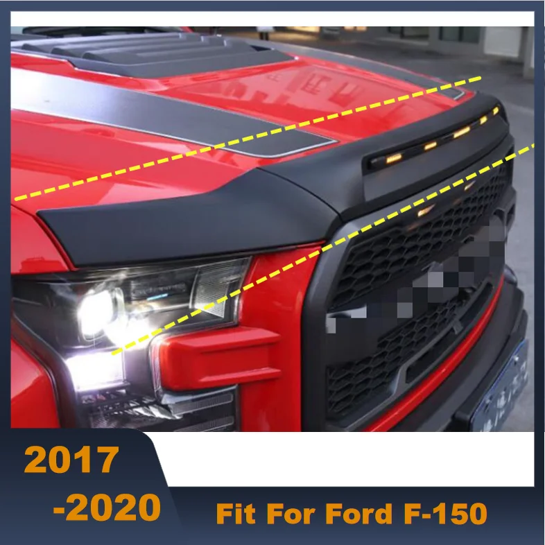 

High Quality ABS Bonnet Guard 3 Pieces Cover With LED Lights Trim For Ford F-150 2017-2020