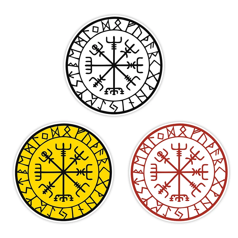 

V1701# Car Stickers Viking Protection Runes Vegvisir Compass Meval Decorative Accessories Creative Sunscreen Waterproof
