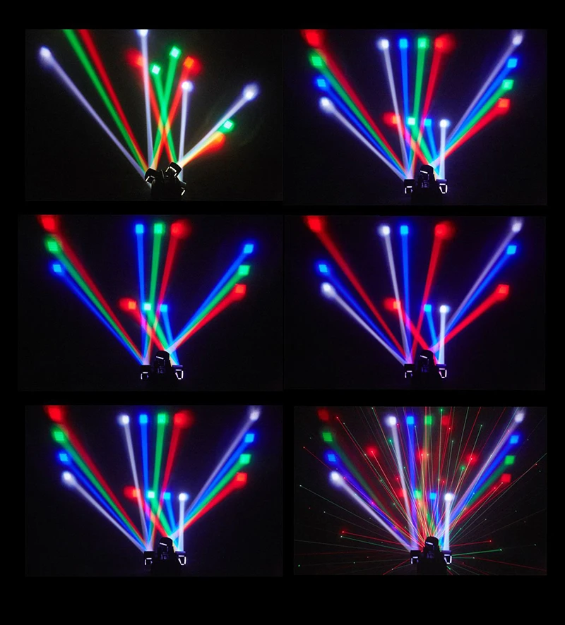 Mini Moving Head Stage Effect Light 4 Arm DMX Sound Control LED RGBW Beam Red Green Laser Strobe 3 in 1 For Disco DJ Party Bars