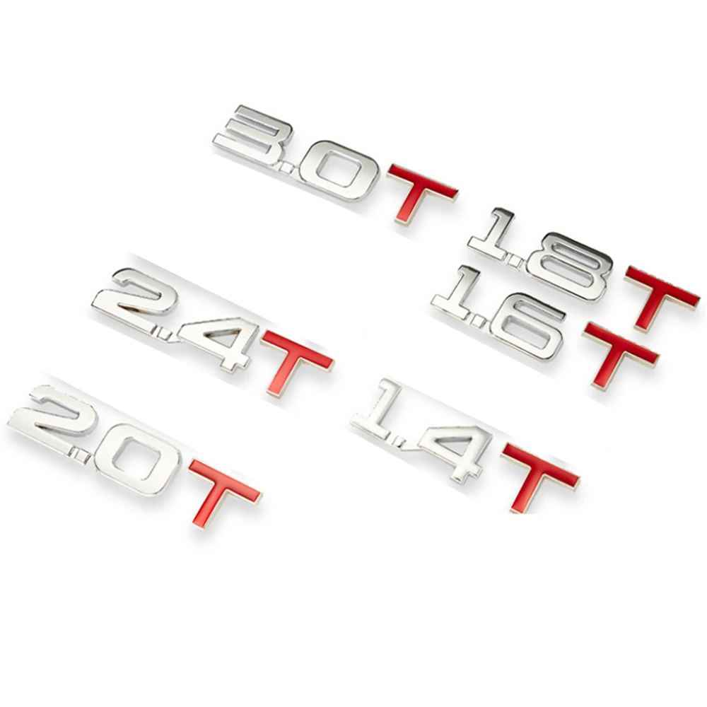 ​10cm 3D Metal Car Trunk Engine Displacement Scale Emblem Auto Stickers 1.4T 1.6T 1.8T 2.0T 2.4T 3.0T