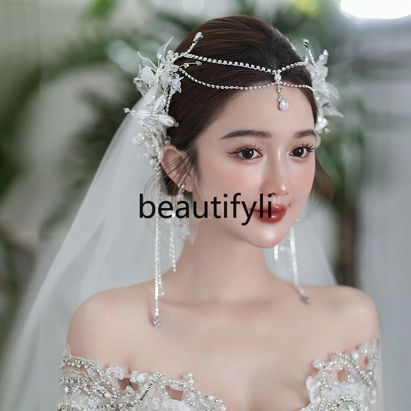 Crown Bridal Headgear Luxury Atmospheric High-end Crystal Premium Wedding Dress Crown Stacked Hairpin