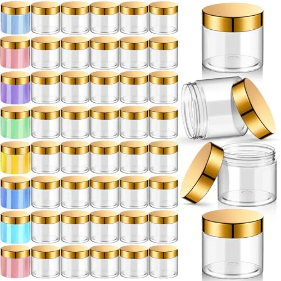 

Pack Plastic Jars with Lids Empty Containers Round Plastic Jars Wide-mouth Refillable Storage Organizers for Cosmetics Lotions