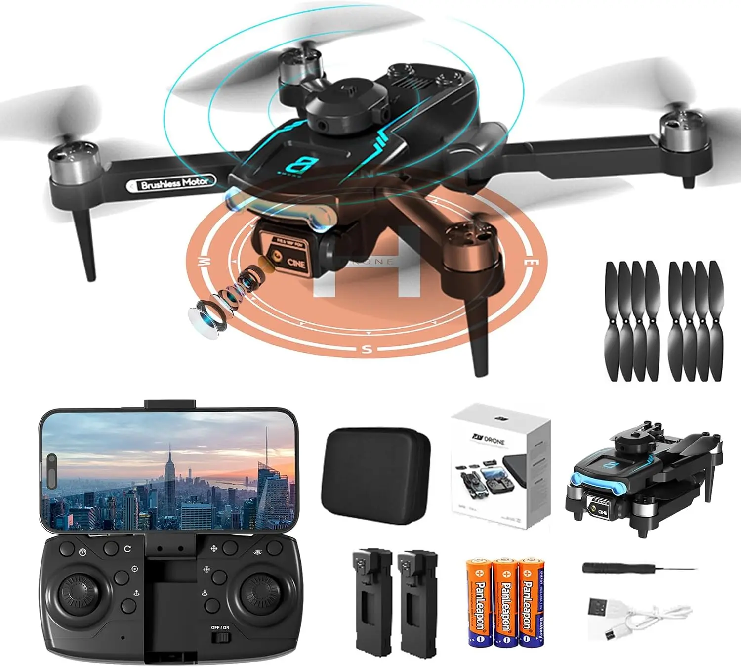 Adult Drone 1080P HD Camera Mini Obstacle Avoidance 50 Minute Long Flight Foldable RC Quadcopter Brushless Motor Beginner Dual C