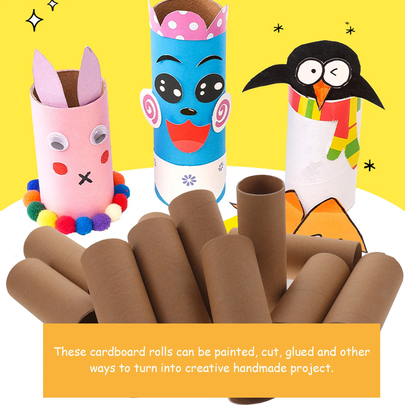 

12 Pcs Paper Board Tubes 5 2x15cm DIY Crafts Material Kids Handmade Project Classroom Storage Art Supplies Brown Paper Rolls