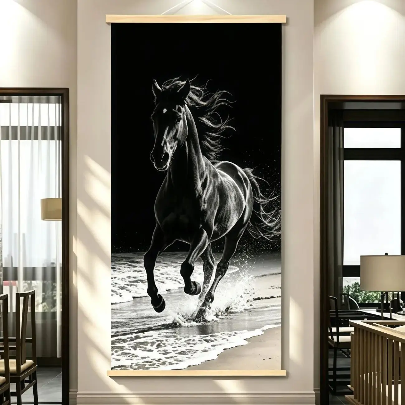VIKAMA Tiger Eagle Wolf Buffalo Animal Scroll Painting Feng Shui Wall Art for Home Office Study Entry Gift