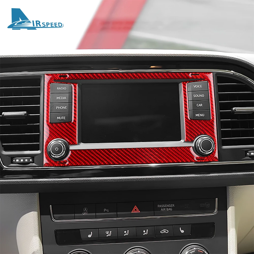 Real Soft Carbon Fiber Sticker For Seat Leon 2013 2014 2015 LHD RHD Car Central Control Screen Trim Interior Accessories