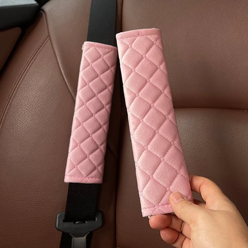 1Pc Car Accessories Seat Safety Belt Cover Lengthen Plush Seat Belt Shoulder Pad Breathable Protect Cover Universal Car Interior