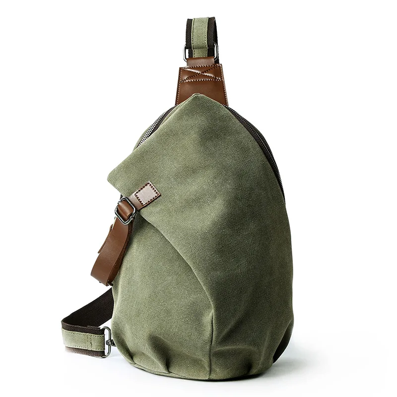 Vintage Canvas Men Chest Bag Fashion Men Canvas Sling Bag Zipper Leisure Durable Crossbody Bag for Youth