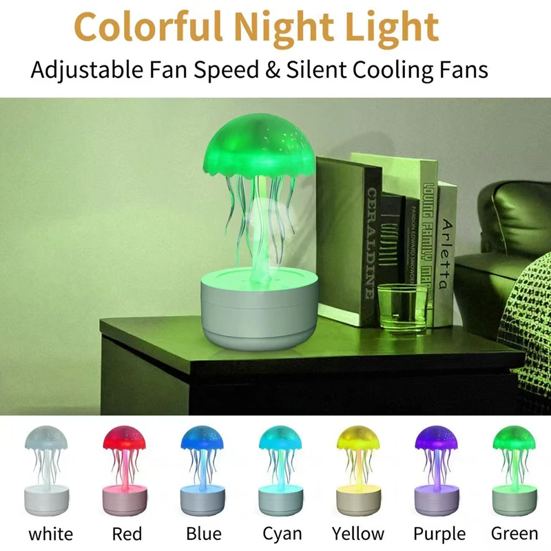 New Aromatherapy Jellyfish Humidifier Automatic Rotating Colorful Night Light Home Fog Humidifier Penetration