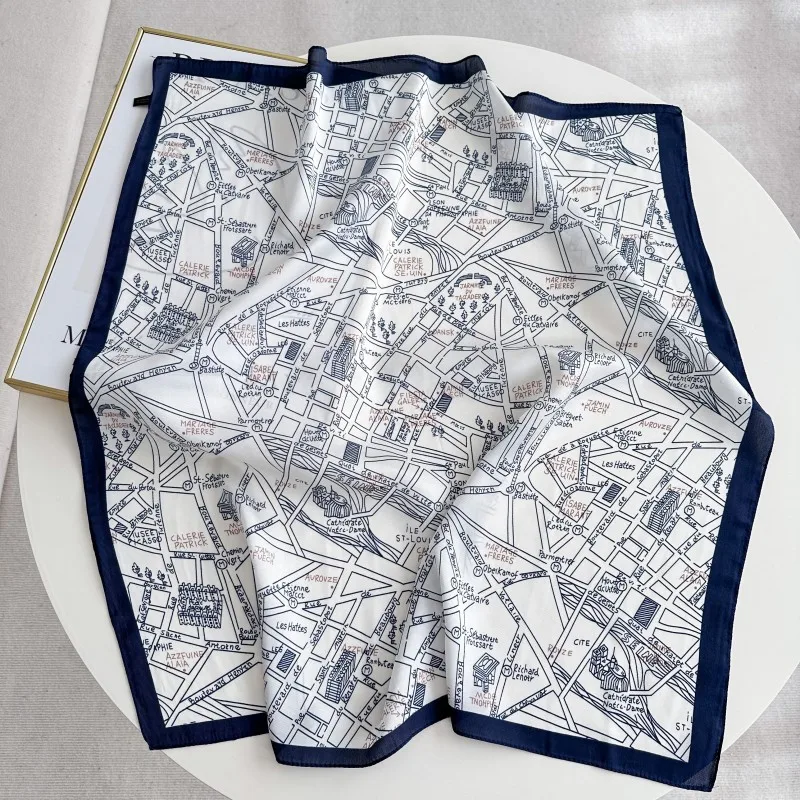 New Versatile Fashion Small Scarf Simulation Silk Small Square Scarf Advanced Sense Old Money Wind Wear Decorative Silk Scarf
