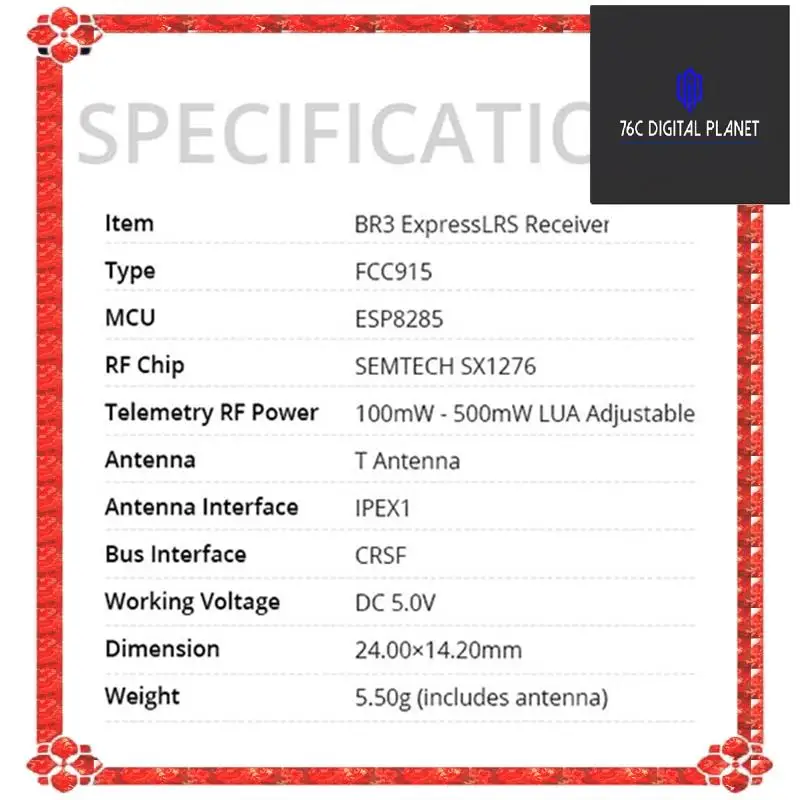 

24-Hour Delivery For Bandit BR3 ELRS 915Mhz Receiver Expresslrs 915 Built-In TCXO With T Antenna For FPV Racer Drone
