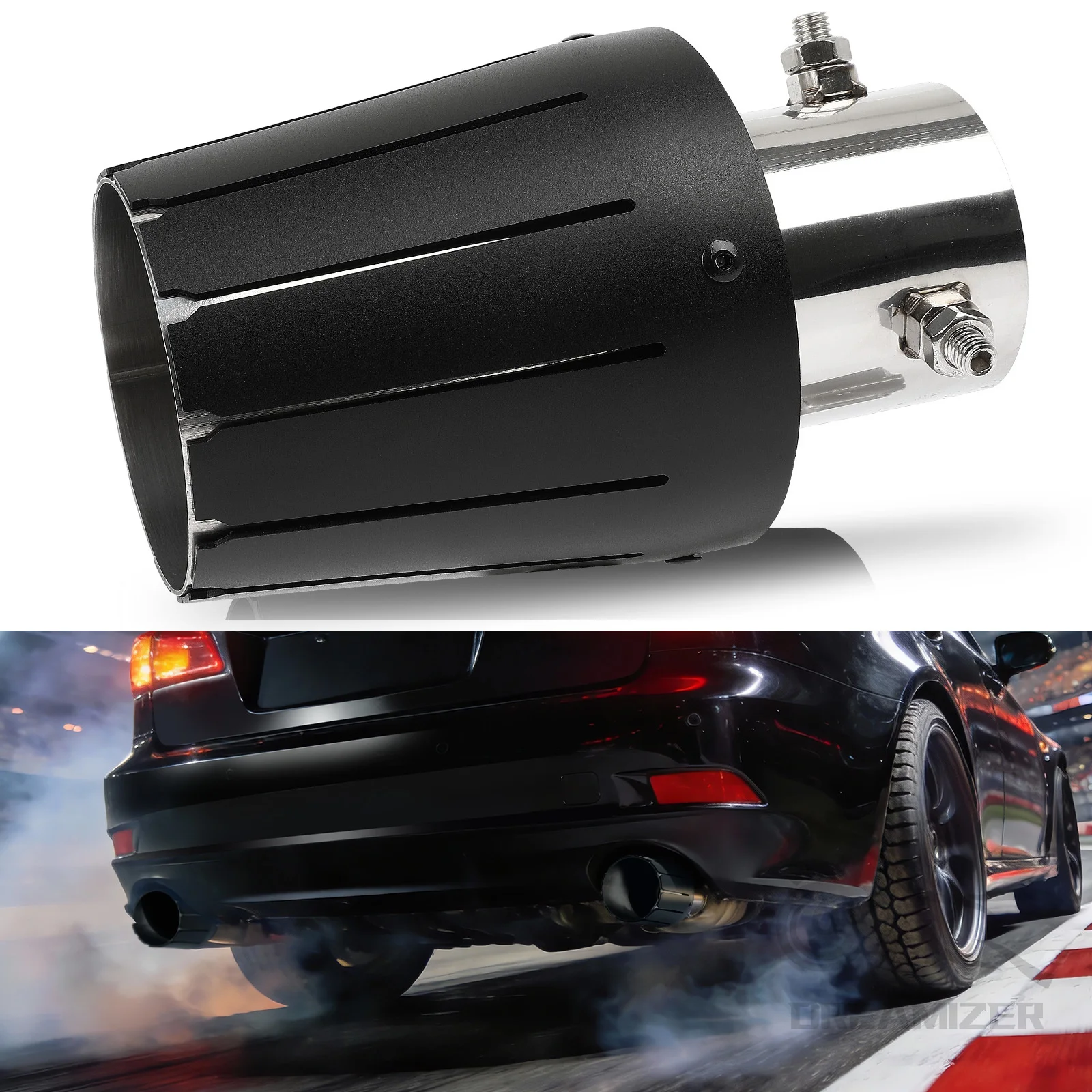 

Universal For Ford Ranger Matte Fighter Jet Style Exhaust Tailpipe Tip 2.5" Inlet 4.0" Out