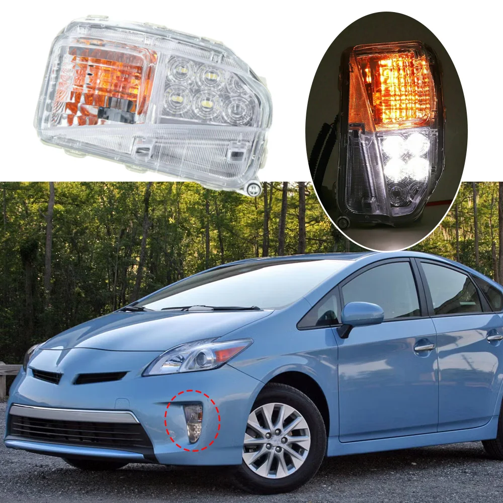 1X Assembly Left/Right Driver Side Bumper LED Fog Light Lamp Turn Signal Light Lamp For Toyota Prius 2012-2015 Car Accessories