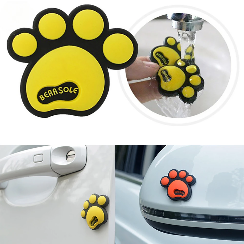 Car Door Edge Anti-collision Protector Bar Cartoon Footprint Stickers Silicone Side Protection Stickers Guards Bumper Protection