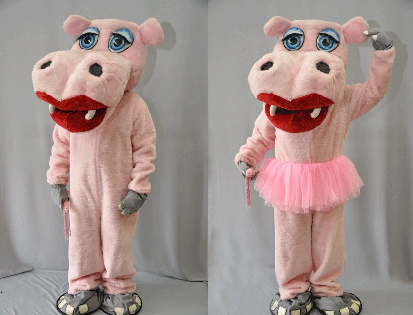 Pink hippo mascot costume custom cartoon character cosplay fancy dress theme high quality party holiday school mascotte N30746