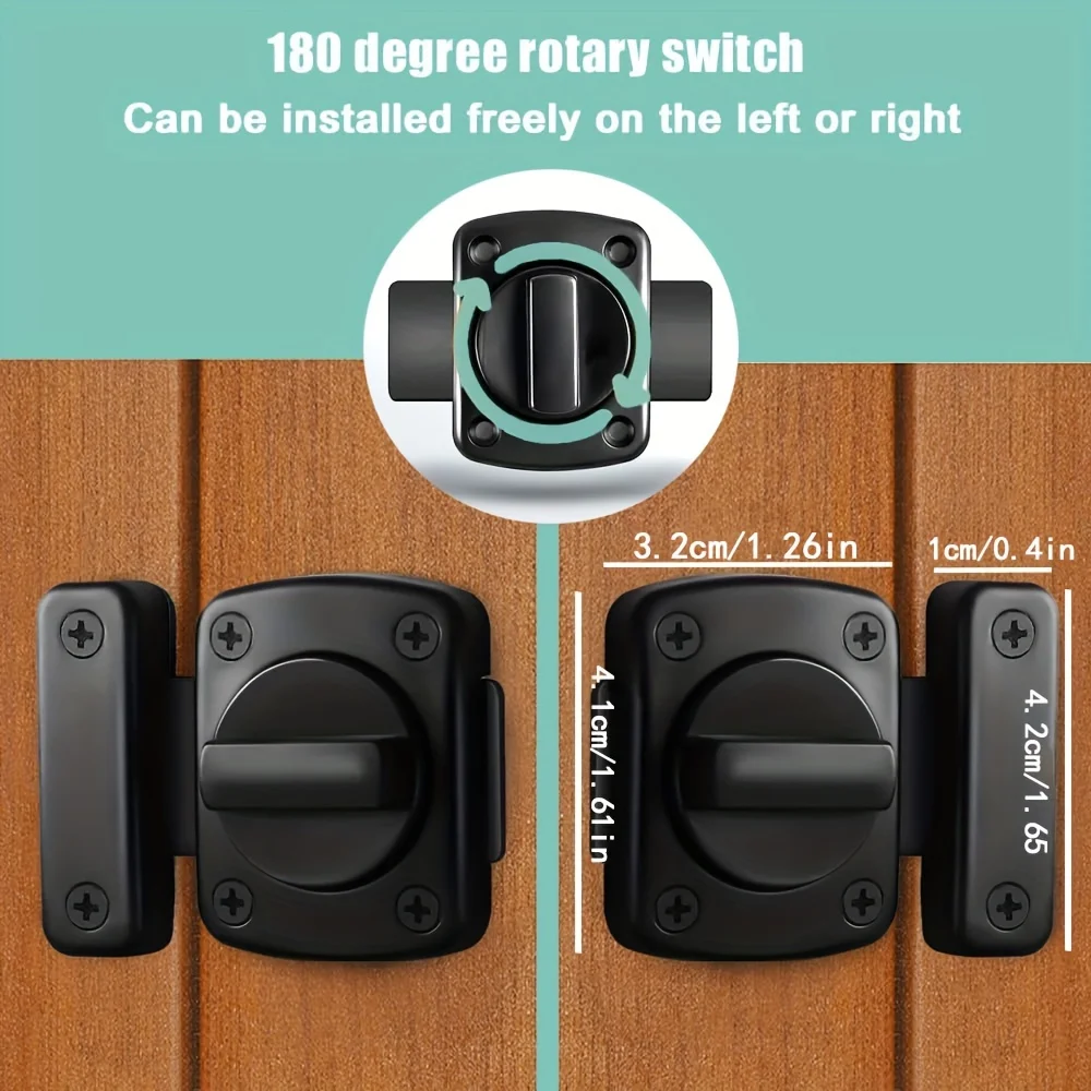 Household Security Door Lock, Rotating Bolt, Door Latch, Sliding Lock, Twist-Rotating Barrel Lock, Used For Bathroom And Toilet