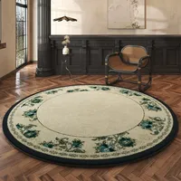 VIKAMA Vintage Round Living Room Carpet Short Pile Floor Cushion Bedroom Bedside Rug French Light Luxury Sofa Coffee Table Rug