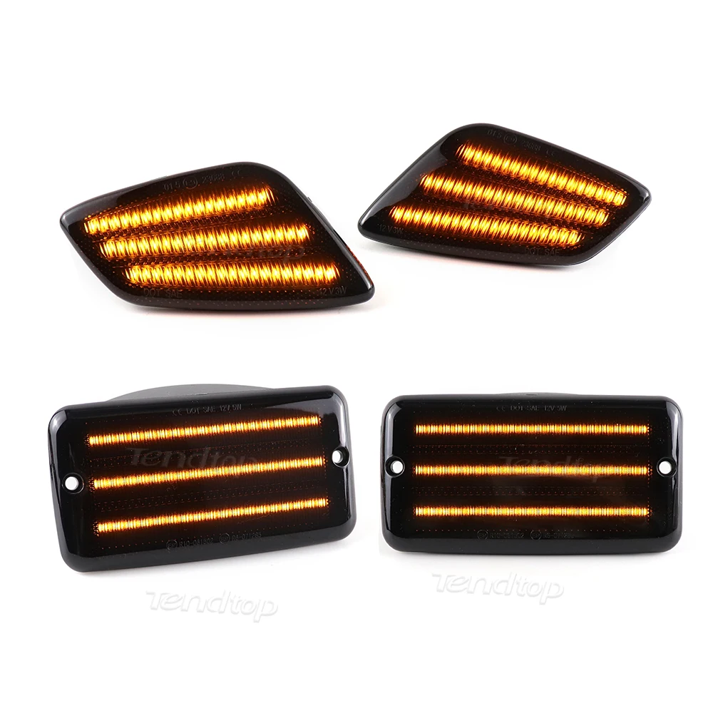 4Pcs/Set Smoked Lens Front Fender Side Marker Light Trun Signal Housings Replacement Accessories For Jeep Wrangler TJ 1997-2006