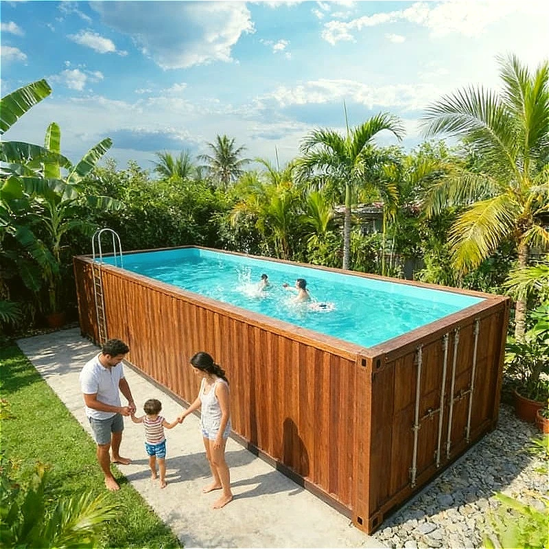 Container Swimming Pool 20ft 40ft Luxury Portable Outdoor Above Ground Swimming Pool Garden Backyard Resort Customized Hot Sale