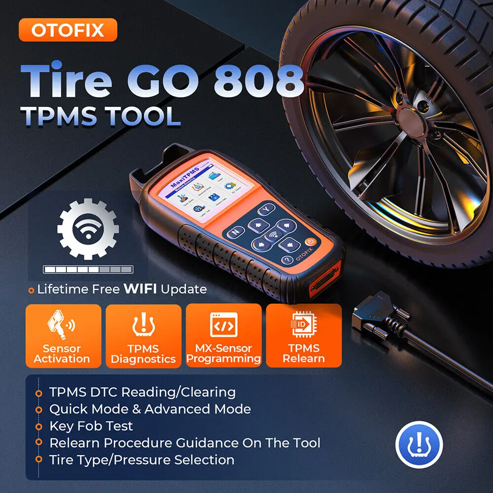 OTOFIX TireGo 808 TPMS Programming Tool TPMS Relearn Tool Activate All Sensor Program MX-Sensor 315 433MHz Tire Pressure Monitor